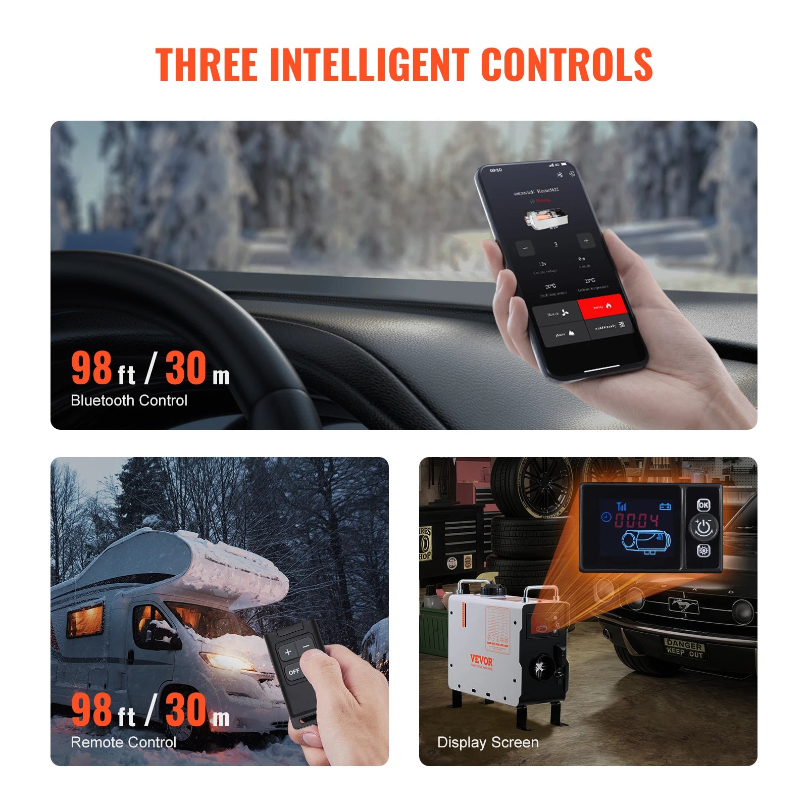 SucceBuy 2KW Diesel Heater 12V/24V All in One Diesel Air Heater W/ RemoteControl Display Screen CO Alarm for Vehicle and Outdoor - QUORE