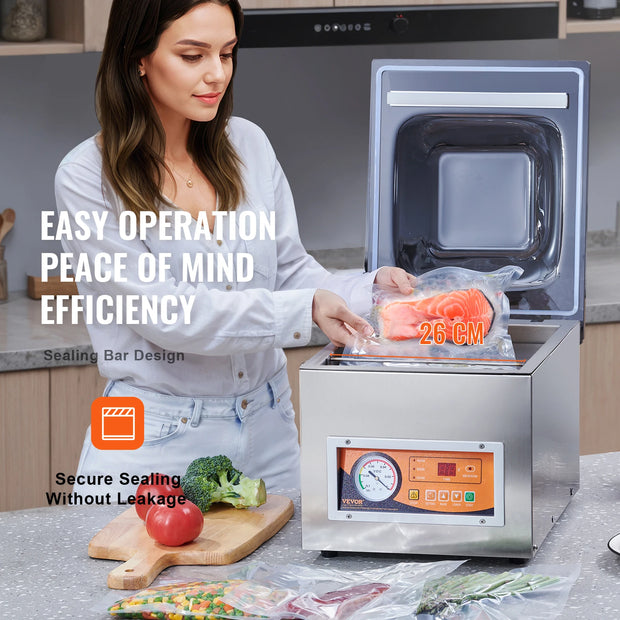 Vacuümverpakkingsmachine - Vacuum - Vacumeermachine - Vacumeermachine Foodsaver  - Kamer Vacuümsealer 260W - met 10,2” Seal Lengte - voor Natte Levensmiddelen Vlees Home Keuken Gebruik