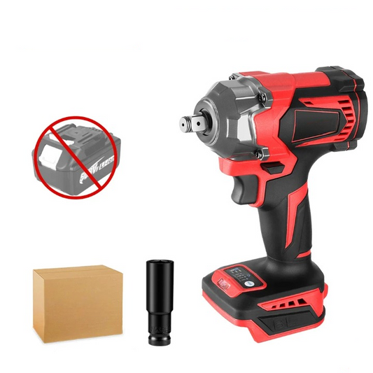 Elektrische Slagmoersleutel - Slagmoer - Koolborstelloze Motor - Slagtol - Slagsleutel - 1200Nm - Zonder Accu & Oplader - 1/2 Inch - 1200W - voor 18-21V Batterij - Rood/Zwart