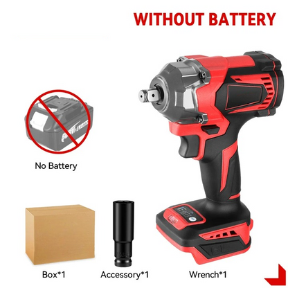 Elektrische Slagmoersleutel - Slagmoer - Koolborstelloze Motor - Slagtol - Slagsleutel - 1200Nm - Zonder Accu & Oplader - 1/2 Inch - 1200W - voor 18-21V Batterij - Rood/Zwart