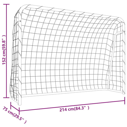 Football goal - 214 x 75 x 152 cm - Football goal easy to store - Football net for football - Goal post - Junior sports training - Foldable - Portable - Football net for children - White