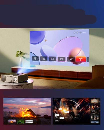 Beamer - Projector - Mini Projector - Full HD 1080P - 5G WiFi LED - 4K Video - 30W Speaker – Home Theater Bluetooth Projector