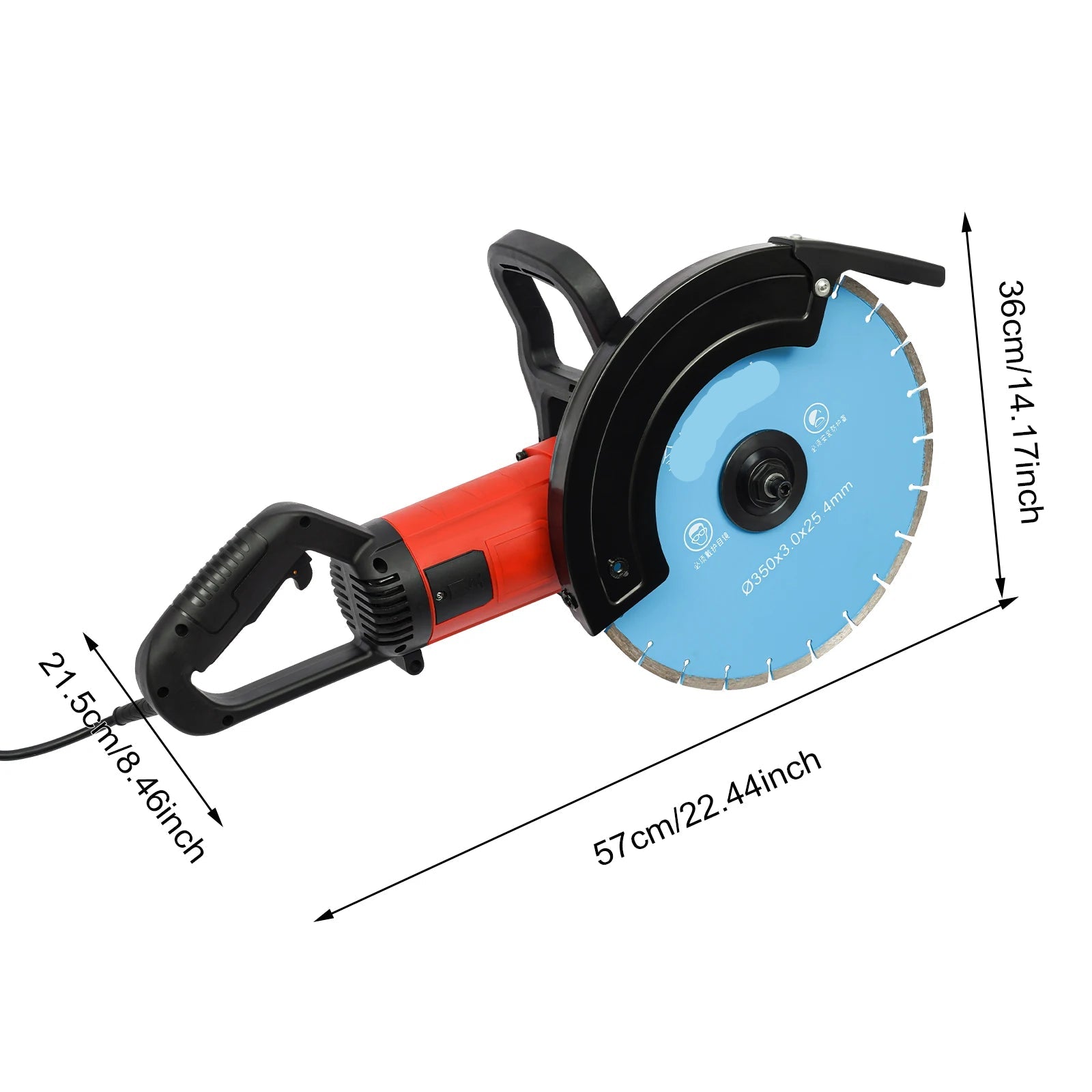 Elektrische Groefzaag – Wandzaag – Sleuvenzaag – Betonzaag – Diamantzaagblad – 3500W Motor – Watersysteem - QUORE