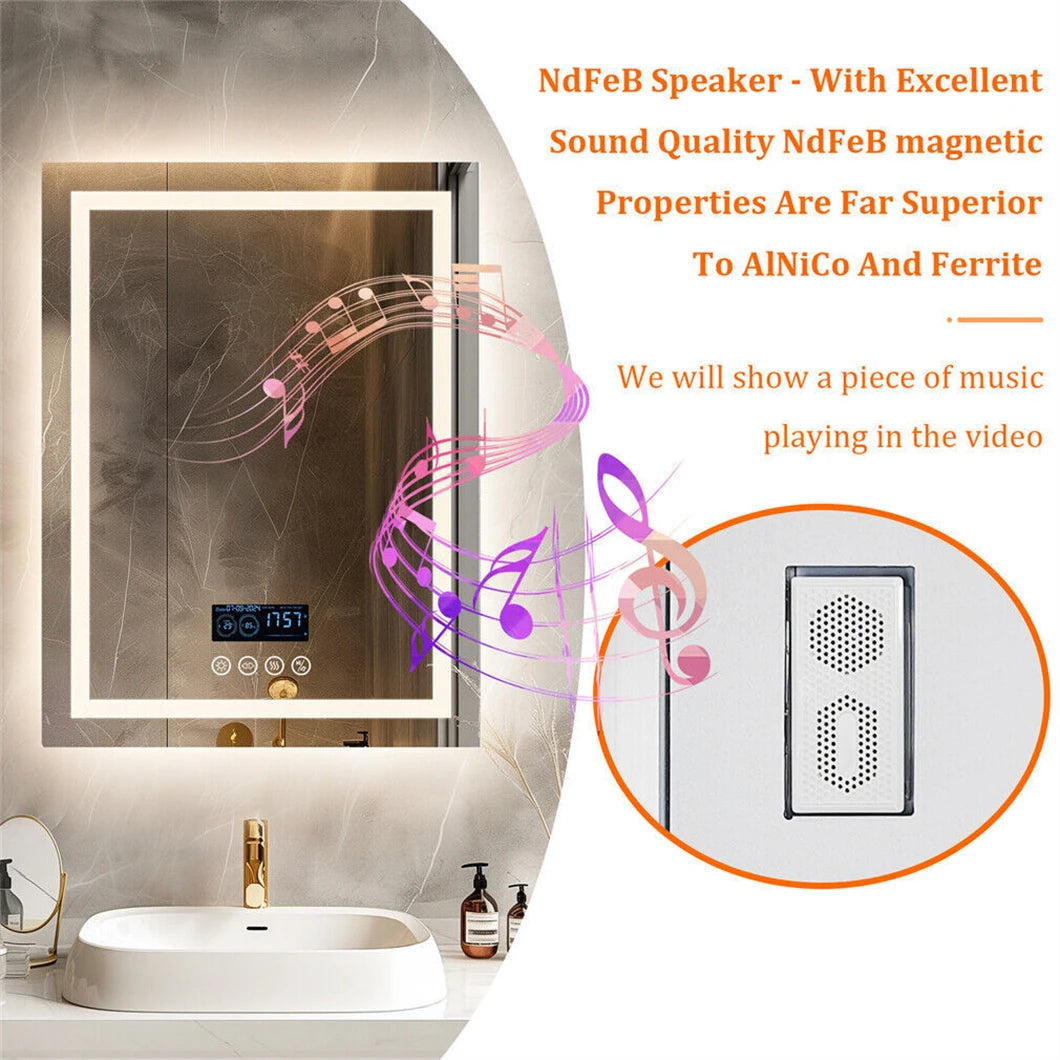 LED-Badkamerspiegel – Slimme Spiegel – Verlichte Spiegel – Anti-Condens Spiegel – Bluetooth Spiegel – Dimbare Led-Verlichting – Frameloos Aluminium Design - 700x900mm - QUORE