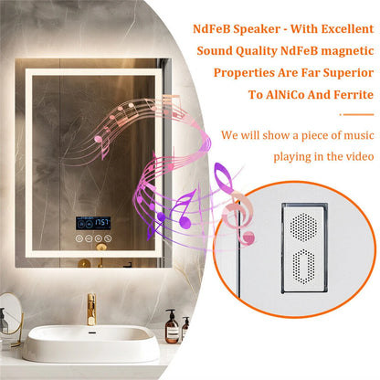 LED-Badkamerspiegel – Slimme Spiegel – Verlichte Spiegel – Anti-Condens Spiegel – Bluetooth Spiegel – Dimbare Led-Verlichting – Frameloos Aluminium Design - 700x900mm - QUORE