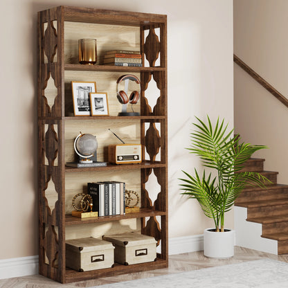 Tribesigns 6-Tier Bookcase, 71 Inches Industrial Bookshelves and Bookcases, Floor Standing 5 Shelf Display Storage Shelves - QUORE