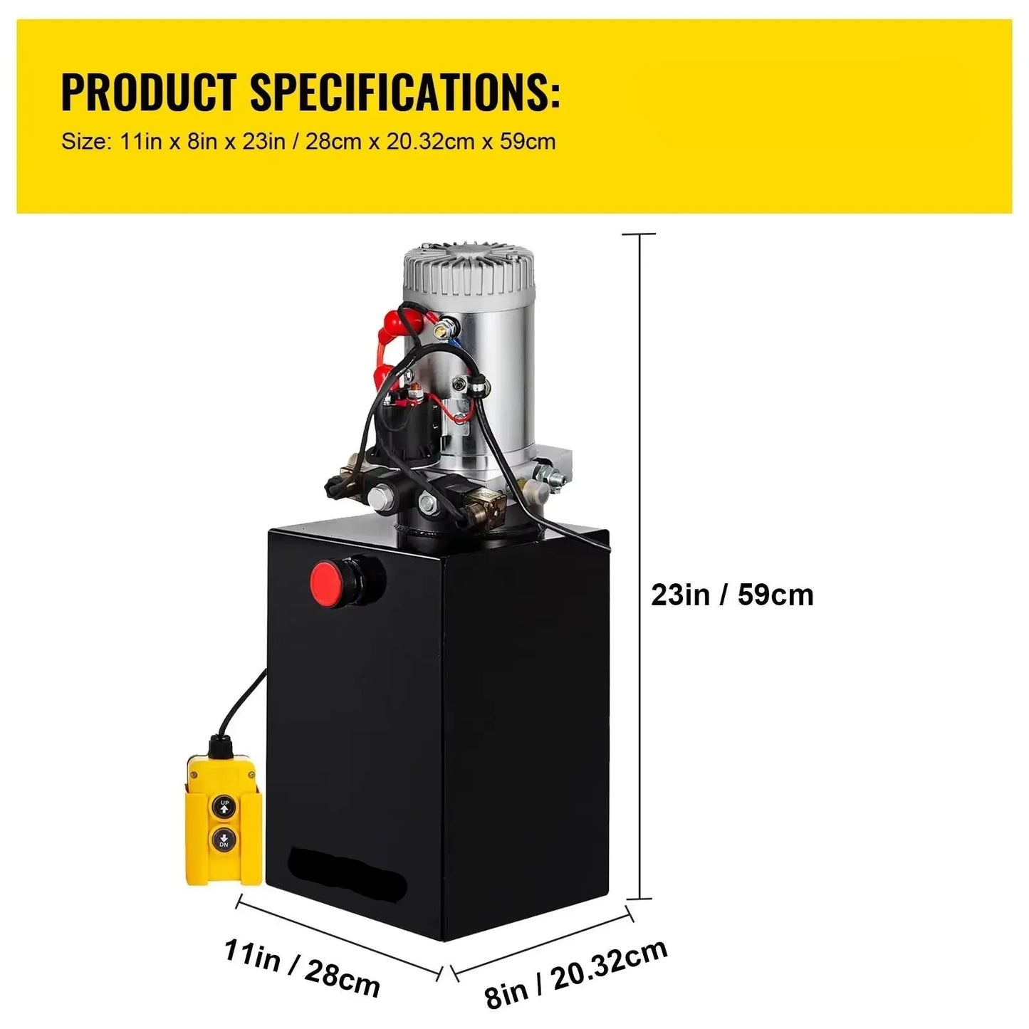 Hydraulische Pomp - Dumptrailerpomp - Hydraulisch Apparaat - 12V DC - 20 Quart Stalen Olie Reservoir - Dubbelwerkende Power Unit - 2 Werkingsstanden - Voor Dumptrailer, Truck Lift – Inclusief Afstandsbediening - Zwart
