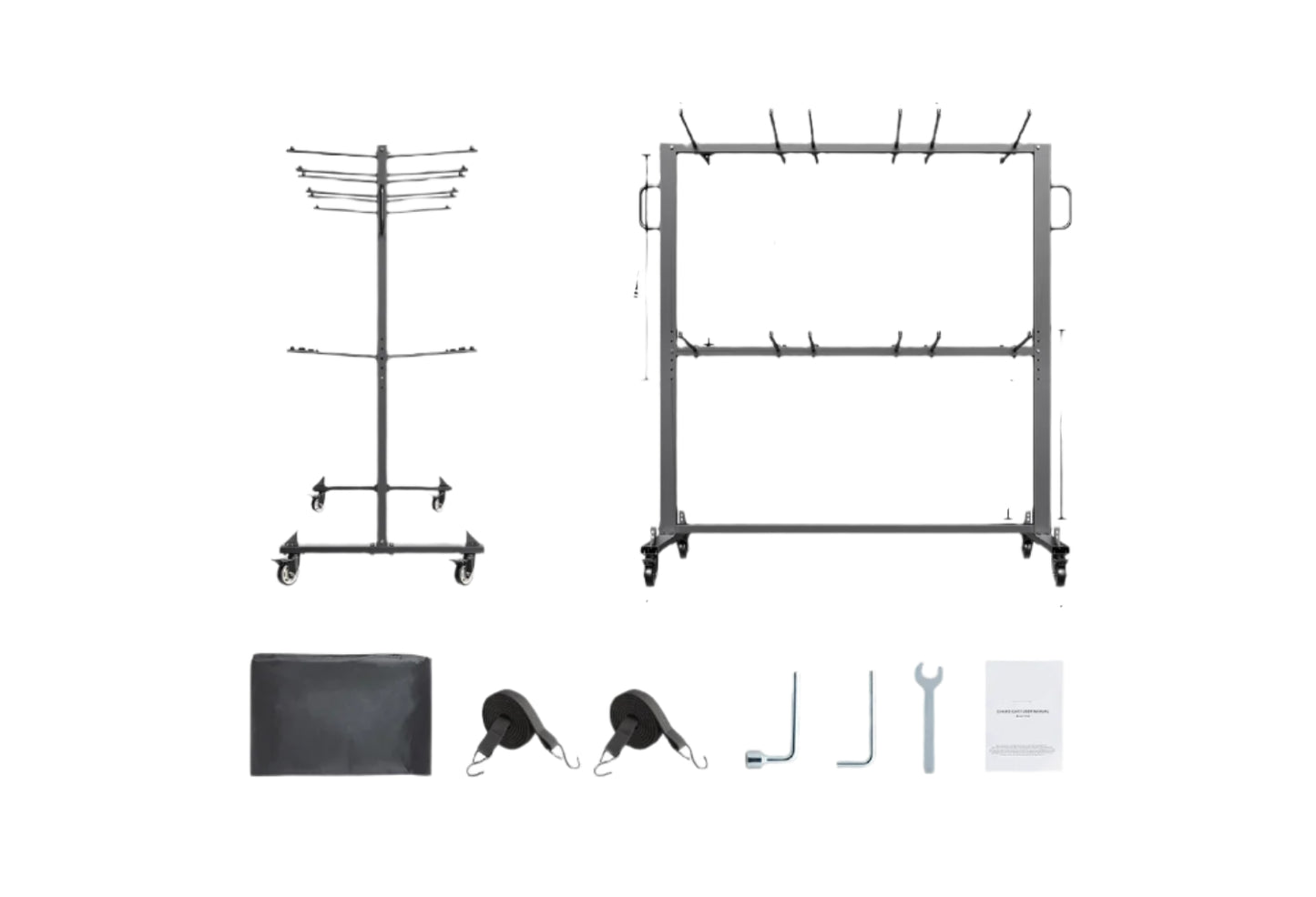 Stoelentrolley – Stoelenwagen – Opbergtrolley – Stoelenkar – Stoelenhouder – Dubbel Plateau – Vergrendelbare Wielen