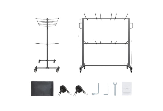 Stoelentrolley – Stoelenwagen – Opbergtrolley – Stoelenkar – Stoelenhouder – Dubbel Plateau – Vergrendelbare Wielen