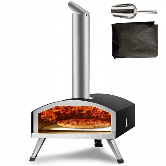 Buiten Pizza Oven - Pizza Oven - 12 Inch - 1000°F Hitte - Houtpellet - en Houtskool - Voor Buiten Koken - Camping - Tuin - met Pizzasteen