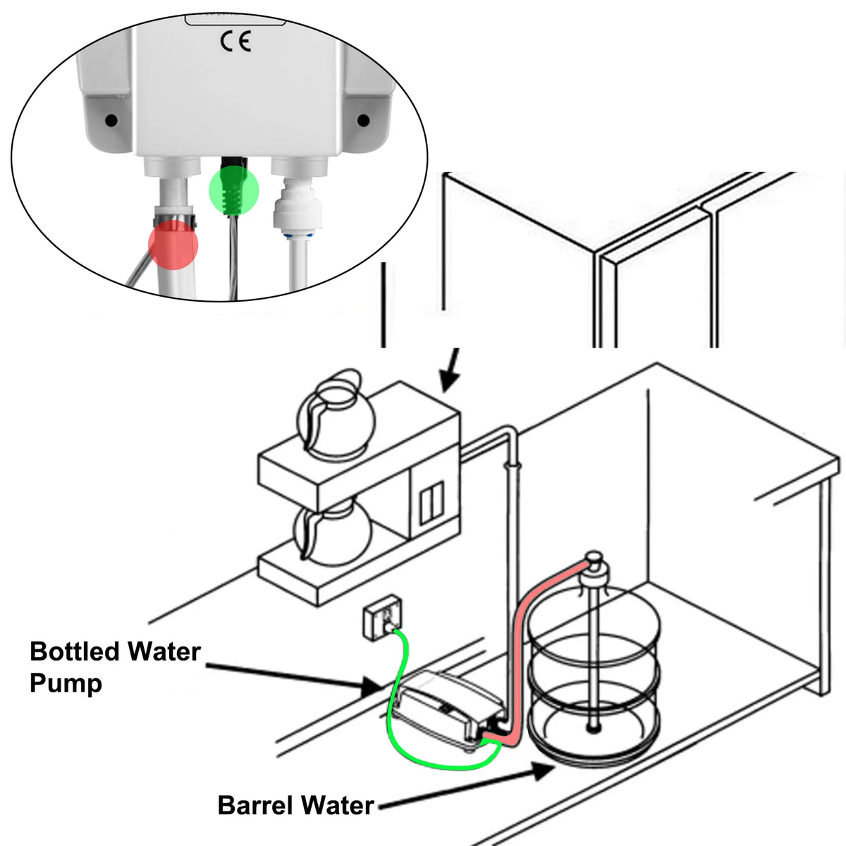 Water dispenser pump - Water dispenser - Water dispenser - Water pump - with single inlet for coffee/tea makers, ice machines