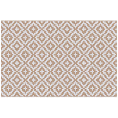 Buiten Vloerkleed - Buitentapijt - Opvouwbaar - UV-bestendig - Waterdicht - Tapijt  - Rhombus Geometric Pattern - voor Buiten - Balkon - Strand - Picknick -Terras - Polypropyleen - 182 x 274 cm - Koffie/Wit