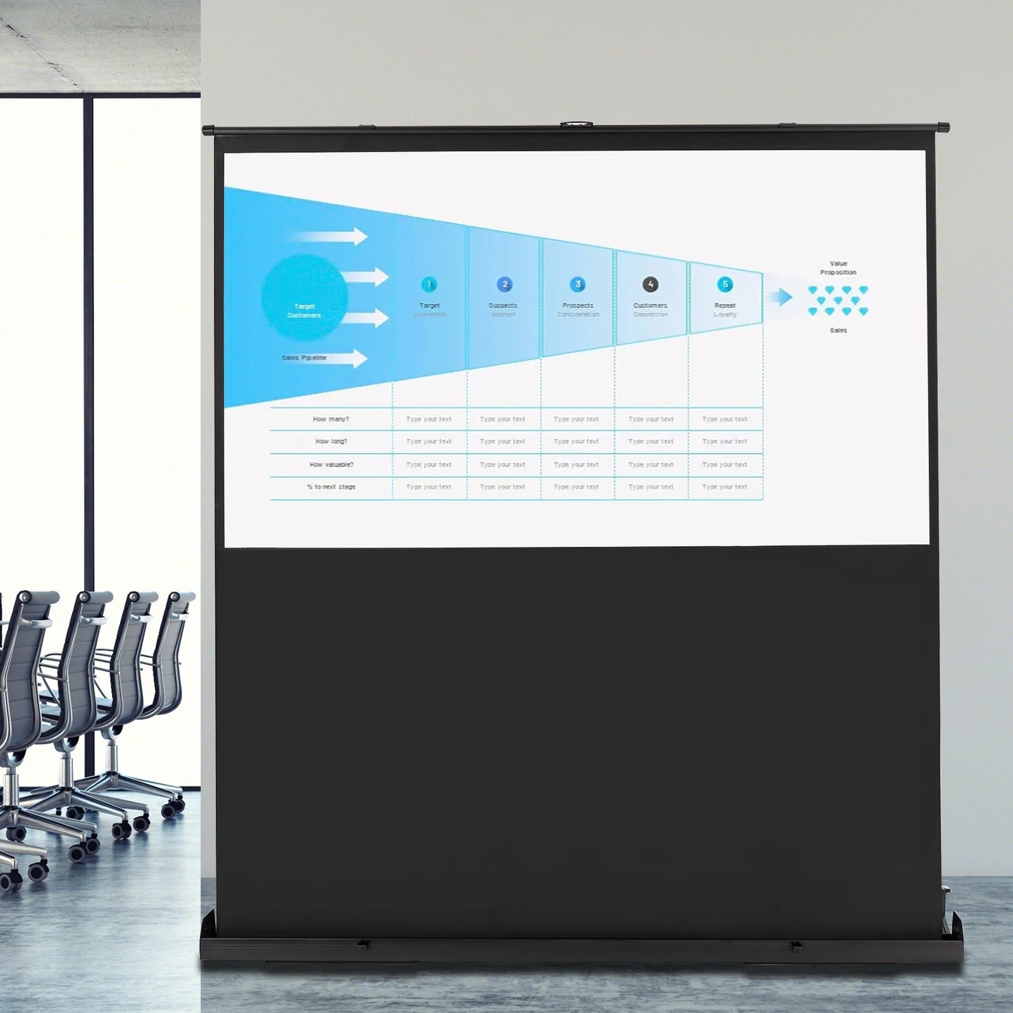 Projectiescherm – Beamerscherm – Projectiedoek – Mobiel Scherm – Draagbaar Scherm – 80 Inch 16:9 – Verstelbare Hoogte 40 Inch – Lichtgewicht Aluminium Frame - QUORE