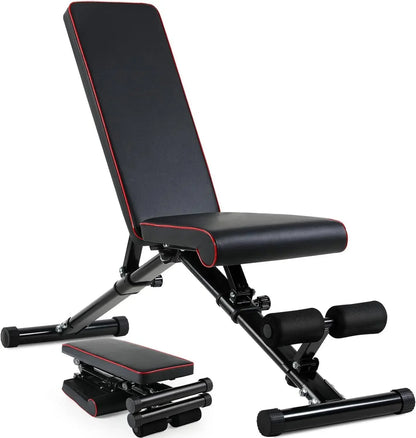 Foldable Weight Bench Adjustable Strength Training Bench for Full Body Workout with Fast Folding,Basic Weight Bench for Home Gym