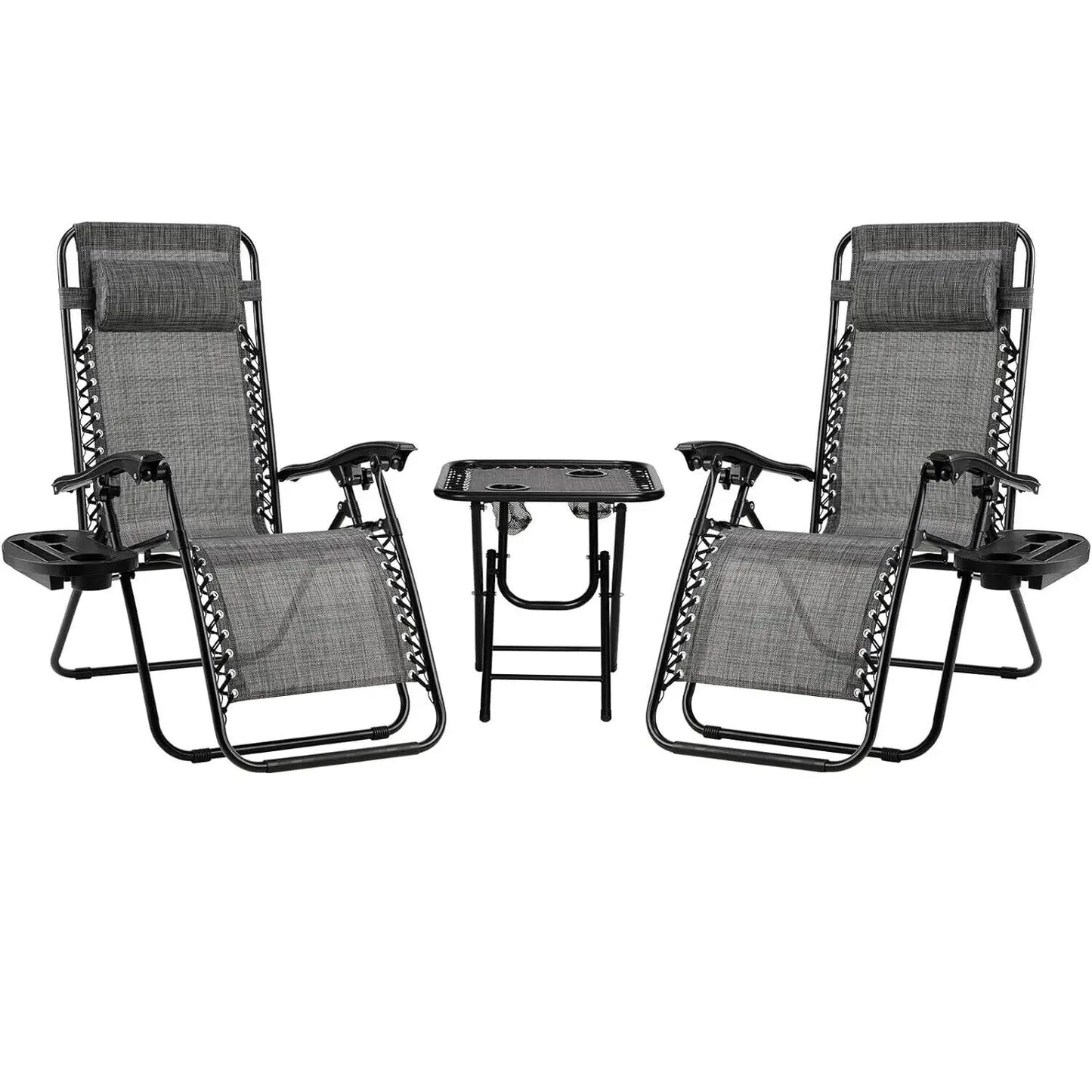 Ligstoel - Tuinstoel - Ligstoel Tuin - Verstelbare Tuinstoel - Standenstoel - Set van 2 - Opvouwbare - Zero Gravity Stoelen –  Set voor Binnen & Buiten Grijs