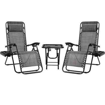 Ligstoel - Tuinstoel - Ligstoel Tuin - Verstelbare Tuinstoel - Standenstoel - Set van 2 - Opvouwbare - Zero Gravity Stoelen –  Set voor Binnen & Buiten Grijs