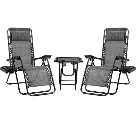 Ligstoel - Tuinstoel - Ligstoel Tuin - Verstelbare Tuinstoel - Standenstoel - Set van 2 - Opvouwbare - Zero Gravity Stoelen –  Set voor Binnen & Buiten Grijs