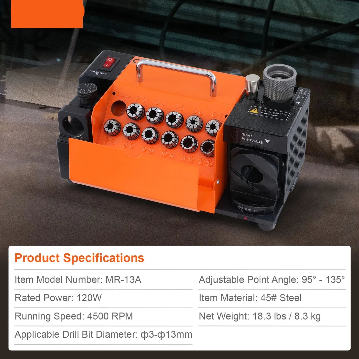 Slijpmachine Boormachine Slijper Boorenslijper Boren Scherpen – 120W Motor – Verstelbare Slijphoek 95°-135° – 4500 RPM Snelheid