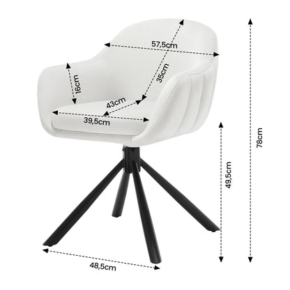 Eetkamerstoelen - Keukenstoel - Eetstoel - Eetkamerstoel - Draaibare - met Armleuningen - Ergonomisch Ontwerp, Luxe Eetkamer- en Lounge Stoelen - 2 Packs - Fluweel - Donkergrijs