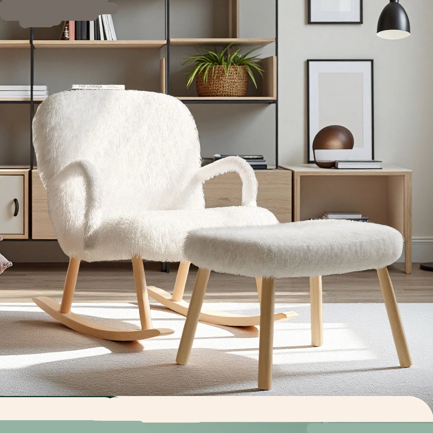 Schommelstoel – Schommelstoel Met Armleuningen – Relaxstoel – Comfortabele Stoel – Ergonomisch Ontwerp – Hout En Metalen Accenten