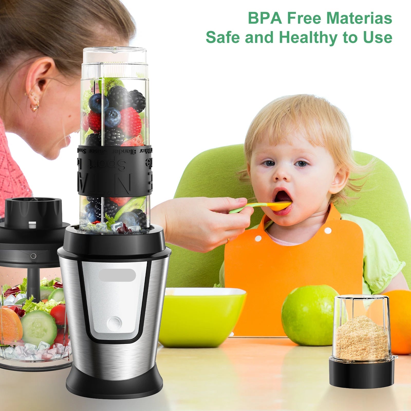 3-in-1 Multifunctionele Foodprocessor - Blender - Nutribullet - Smoothie Maker - Hakmolen - Droogmolen - 700W - QUORE