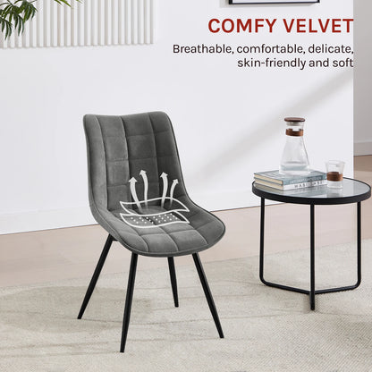 Velvet Eetkamerstoelen - Retstoel -  Stoelen - Kuipstoelen - Eetkamerstoel - Set van 4 - 360° Draaibaar – Ergonomisch & Gestoffeerd – Zwart - QUORE