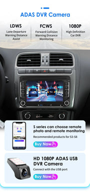 Auto Multimedia Speler - Voor Volkswagen GOLF - 2 Din -  7Inch - MP5 met camera2 - Carplay Scherm - 1GB16GB - Navigatiesysteem Auto - Multimedia Autoradio - Android 12