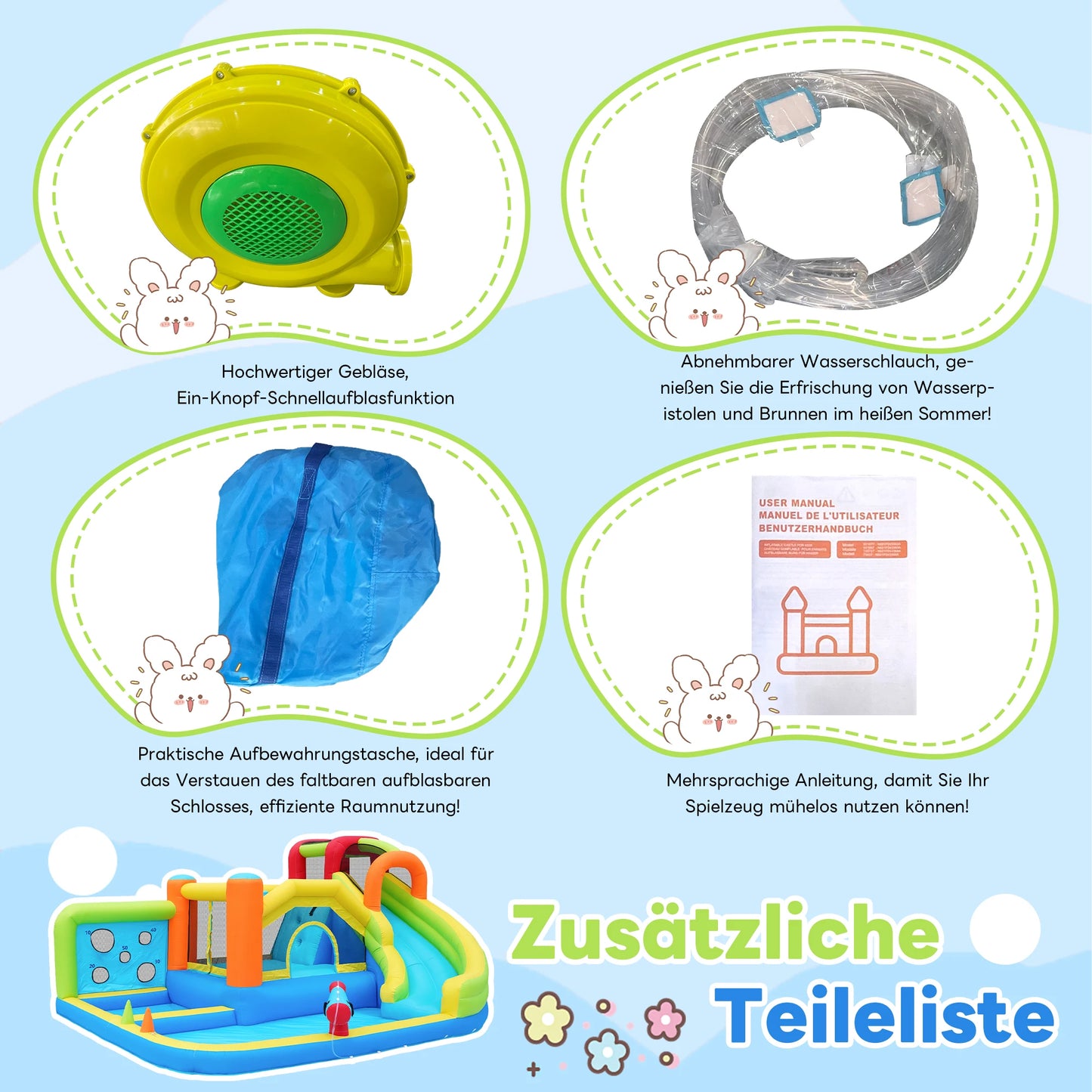 Springkasteel – Springkussen – Bouncy Castle – Speelkasteel – Trampoline – Waterglijbaan – Oxford Stof