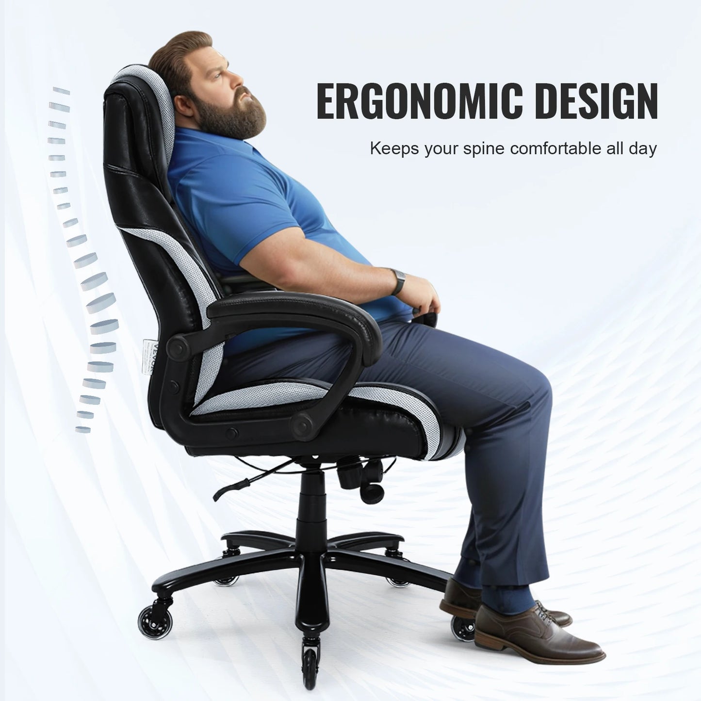 Ergonomische Bureaustoel - Executive Stoel - Gamingstoel - Kantoorstoel - Stoelen - 350lbs met Voetsteun - Verstelbare Lendensteun - Hoog Rugpand - Luxe PU Lederen - Extra Dikke Zitting - Voor Thuiswerk - Kantoor - Wit