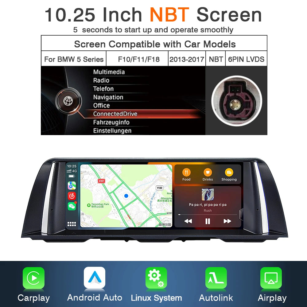 Multimedia Speler – Autoradio – Infotainmentsysteem – Touchscreen – GPS Navigatie – 10,25 Inch HD Scherm – Draadloos CarPlay & Android Auto