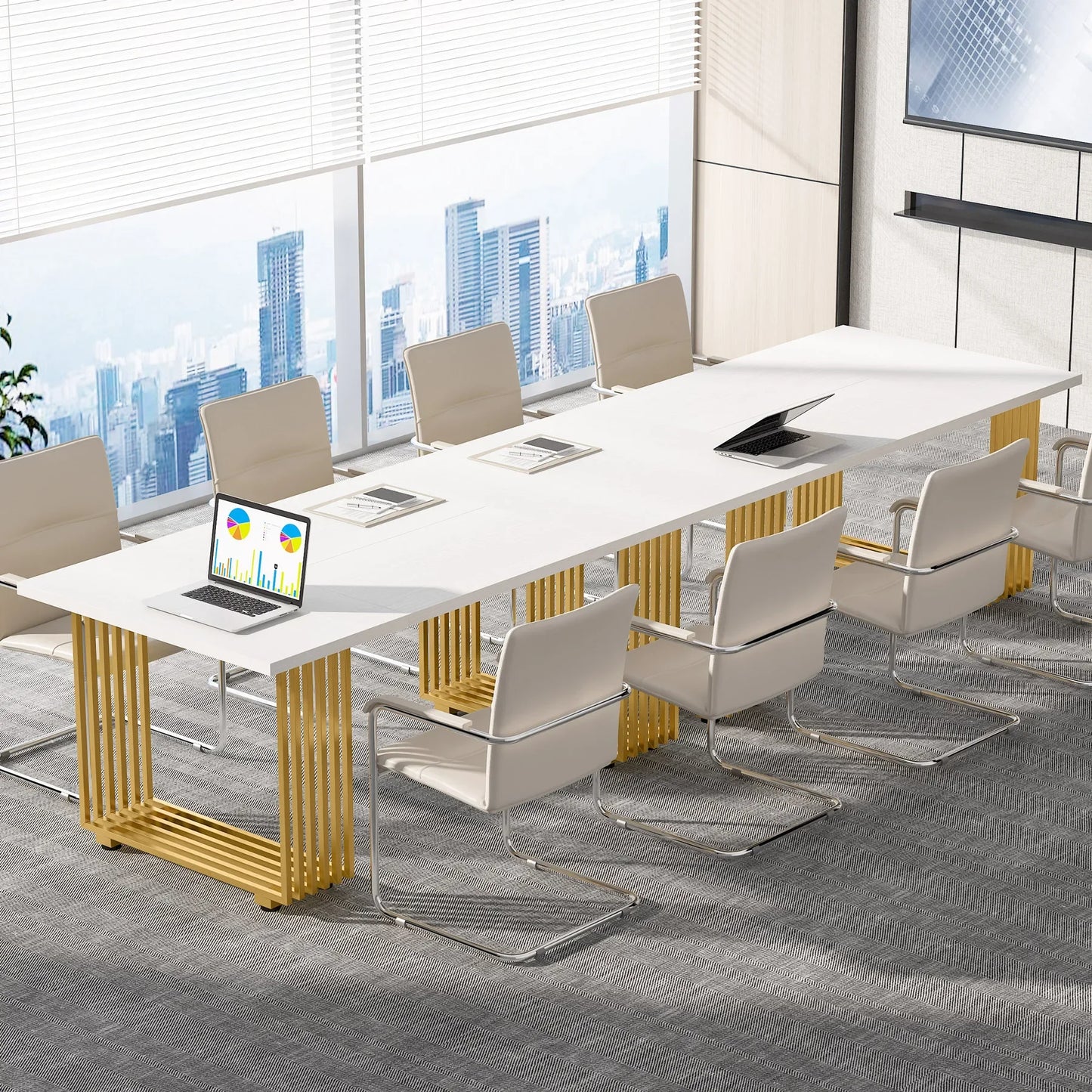 Bureau - Computertafel - Bureautafel - Game Bureau - 70.9" - Moderne Houten Gaming Gureau - met Gouden Metalen Poten – Stijlvolle Werkplek & Kleine Vergadertafel