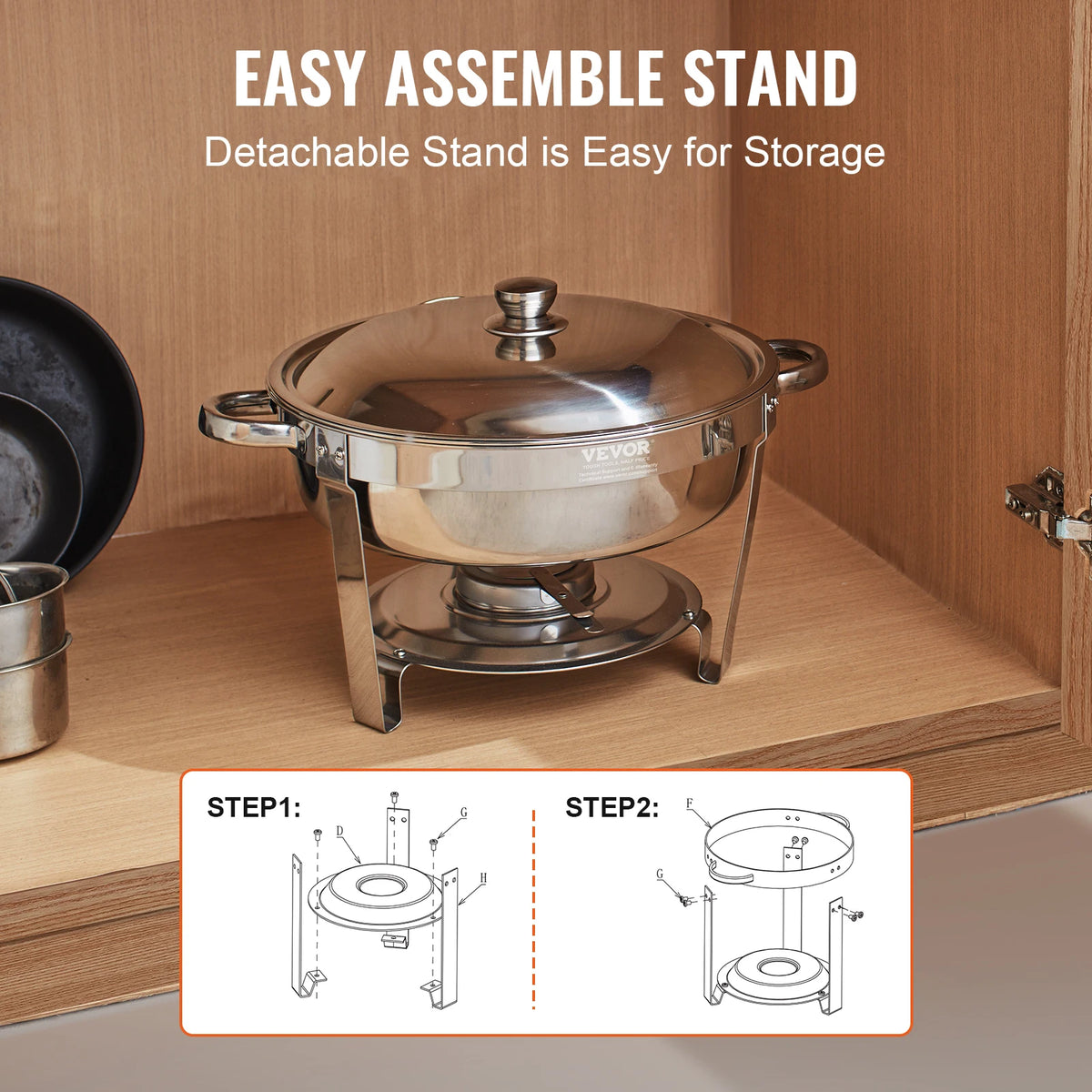 Vevor - Ronde Chafing Dish Buffetset - roestvrijstalen buffetset - voedselverwarmer voor catering, buffet en feest - QUORE