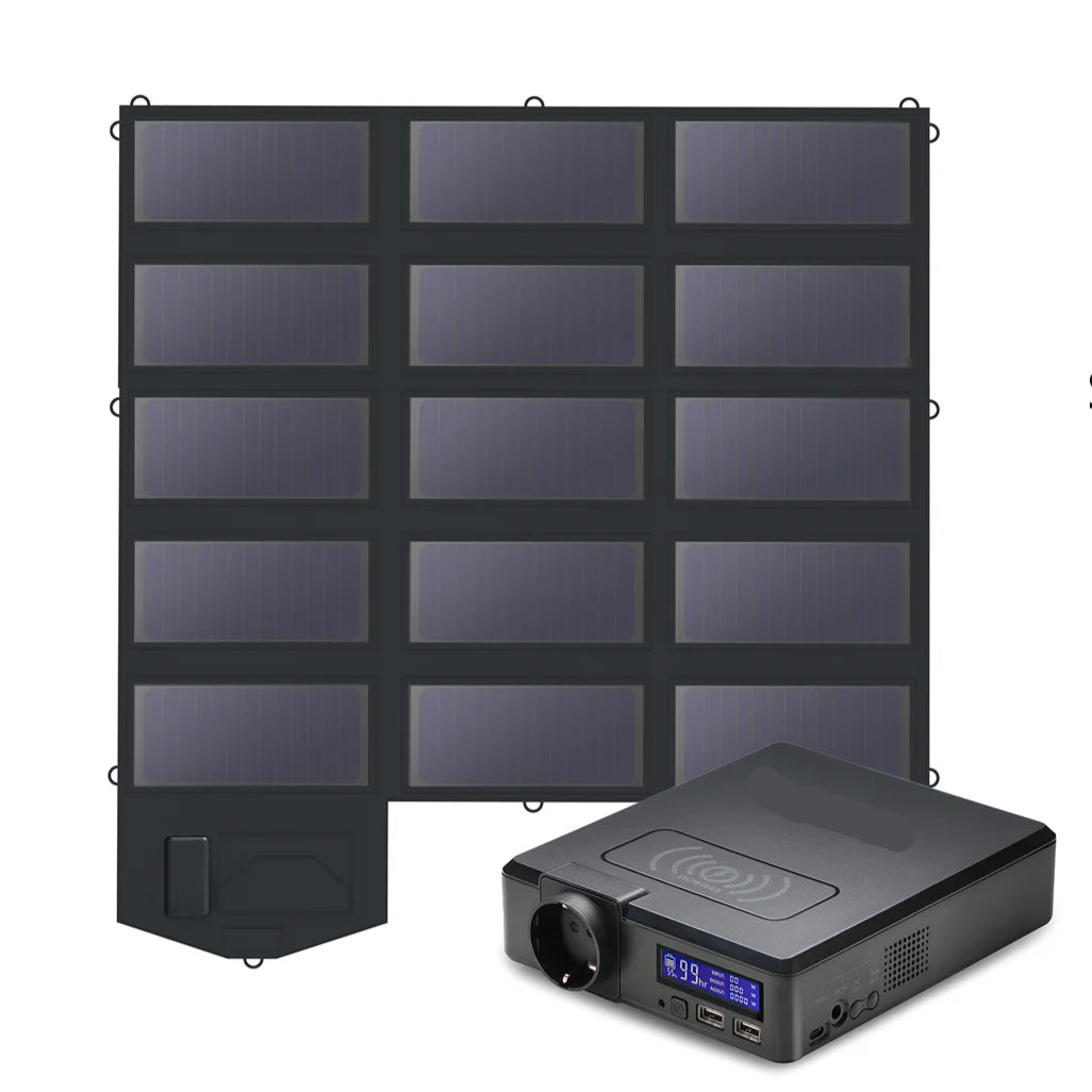 Powerstation - met 100W Opvouwbaar Zonnepaneel - Draagbare - Solar Generator - Stroomgenerator - 200W - Voor Camping, Reizen en Off-grid Energie - QUORE