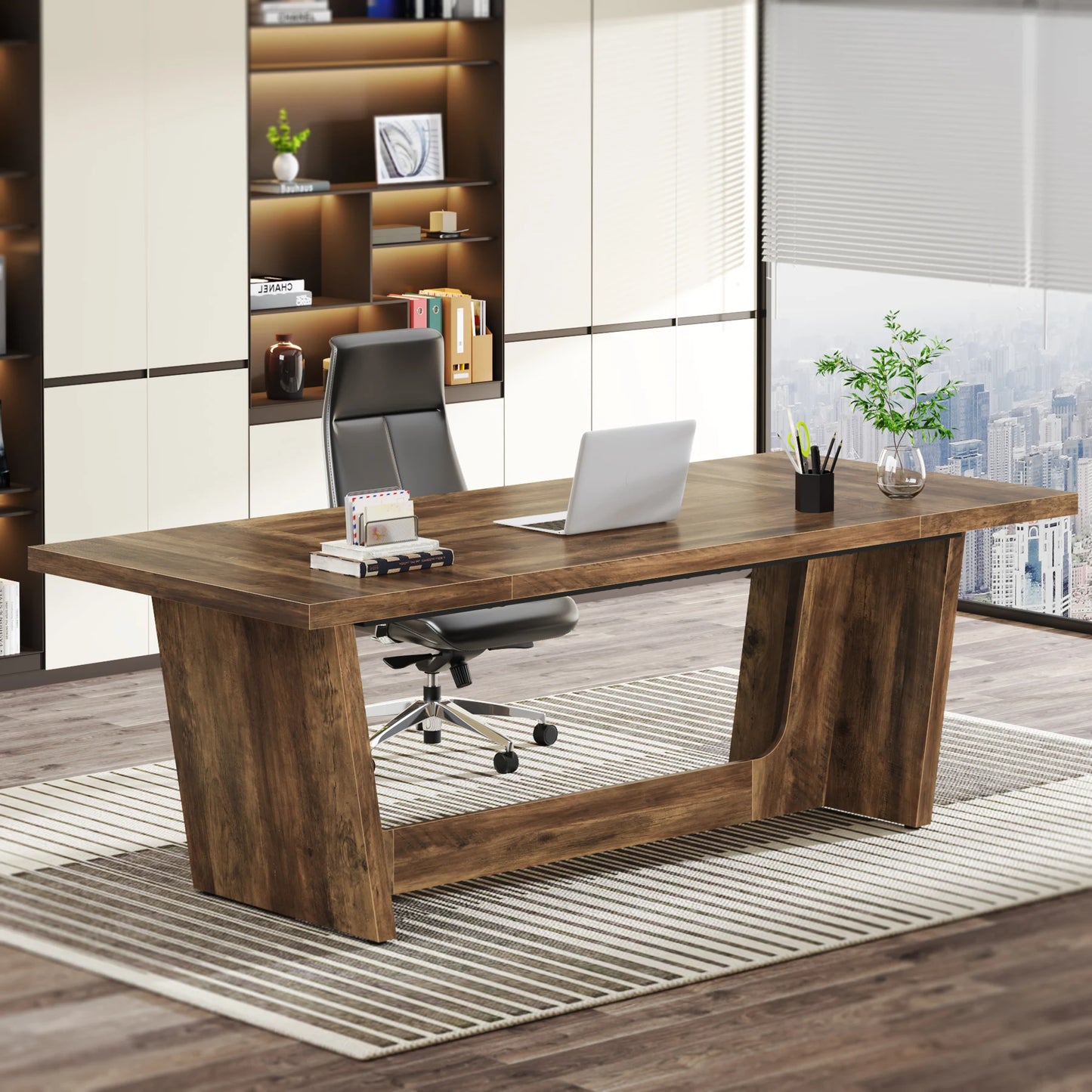 Bureautafel – Schrijftafel – Computerbureau – Werkplek – Houten Constructie – Groot Werkoppervlak – Robuust En Stevig - 180 x 80 x 75.9 cm - Bruin