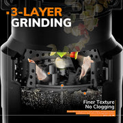 MIUI - Grinder - Continue Voedselverspillingsverwerker - Voedselvermaler - Afvalverwijderaar - met Geluidsreductie, 1/2 HP Voedselafvalvermaler met 3-laags roestvrijstalen maalsysteem - Zwart