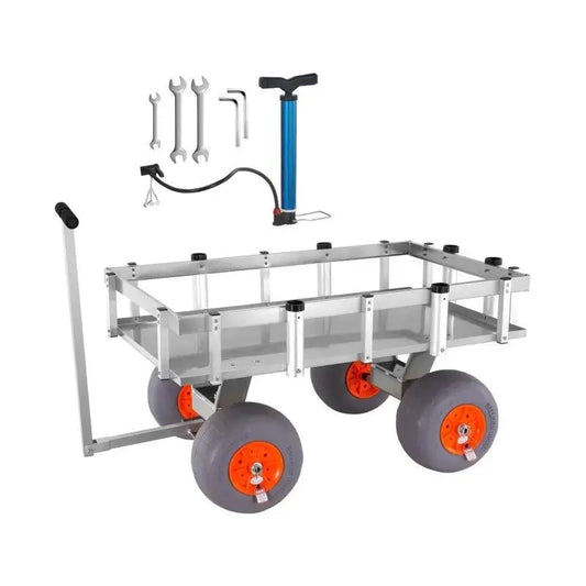 Opvouwbare Strandviskar - Strandwagen - Bolderkar - Camping Trolley - Outdoor Aanhangwagen - 500lbs - Viskar - met 8 Hengelhouders - 11" Wielen - Vistent - voor Strand - Steiger & Camping
