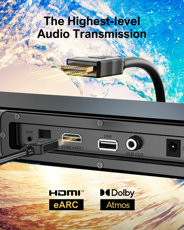 Soundbar - 2.1 Soundbar for TV - Speakers - Speaker cables - Speaker - 190W - 87dB - 45Hz-20KHz - Black