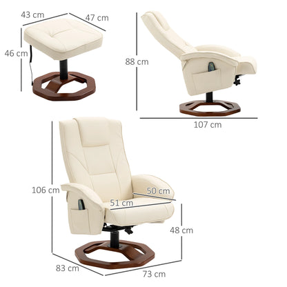 Massagestoel – Relaxstoel – Massagezetel – Ontspanningsstoel – Met Voetenbankje – Instelbare Rugleuning – PU-Kunstleer