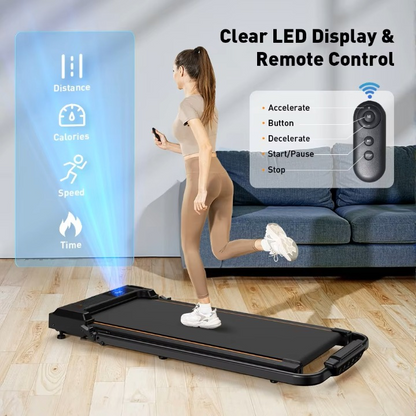 Loopband - Loopbanden - Wandelband - Walking Pad - Treadmill - Opvouwbaar - met LED-Display - Max Snelheid 1-6KM/h - 2.5 PK Motor - 40dB - 120kg Max. Belasting - 8 Lagen Loopgordels - 119.5 x 56 x 100.3cm - Zwart