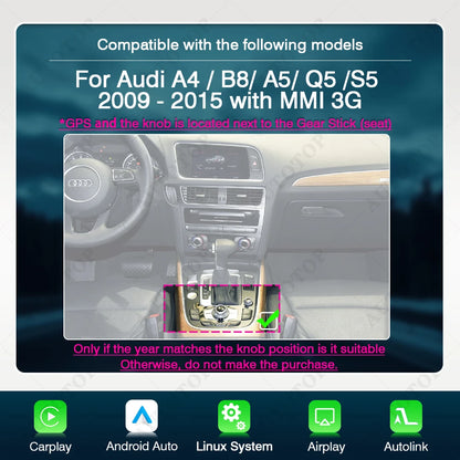 Draadloze CarPlay Adapter – Multimedia Interface – Android Auto Module – Smartphone Koppeling – Wireless Mirror Link – Compatibel Audi MMI 3G (2009-2018) – Plug-and-Play Installatie – AirPlay Streaming - QUORE