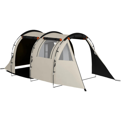 Familie Tent voor 4-5 Personen - 460x230x180 cm Donker Khaki - Waterdicht - 2 Kamers - 22 Haringen - Ideaal voor Kamperen - QUORE