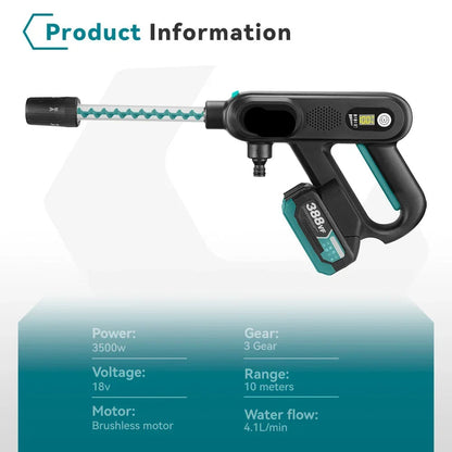 Hogedrukreiniger - Hogedrukspuit - Hogedruk Auto-Wasser - met Accu - 220Bar - Brushless Motor - Draadloze - 3 Snelheden - 5-in-1 Nozzle - 2 Batterij