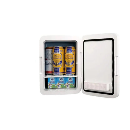 Mini Fridge - Mini Fridge for Drinks - Mini Fridge for Bedroom - Portable Compressor Cooler - for Camping - 10L - White