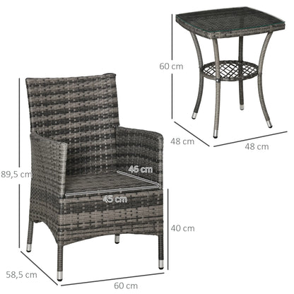 Tuinset – Balkonset – Bistroset – Loungeset – Compact – Weerbestendig – Inclusief Kussens - 60 x 58.5 x 89.5 cm - Donkergrijs