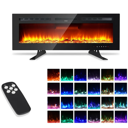 Elektrische Haard – Wandhaard – Inbouwhaard – Sfeerverwarming – Elektrische Open Haard – 40 Inch – 1800W Verwarming – 12 Kleuren Vlammeneffect
