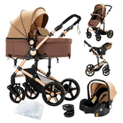 Kinderwagen - Buggy - Inklapbare Buggy - Opvouwbare Buggy - Inklapbare Buggy NewBorn - 3 in 1 -BabyWalker- High Landscape - Khaki