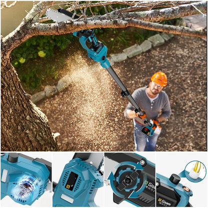 Telescopische Kettingzaag - Accu Kettingzaag – Kettingzaag - Elektrische Kettingzaag - Mini Kettingzaag - 8 Inch - Uitschuifbare Takkenzaag met 2 Batterijen - QUORE