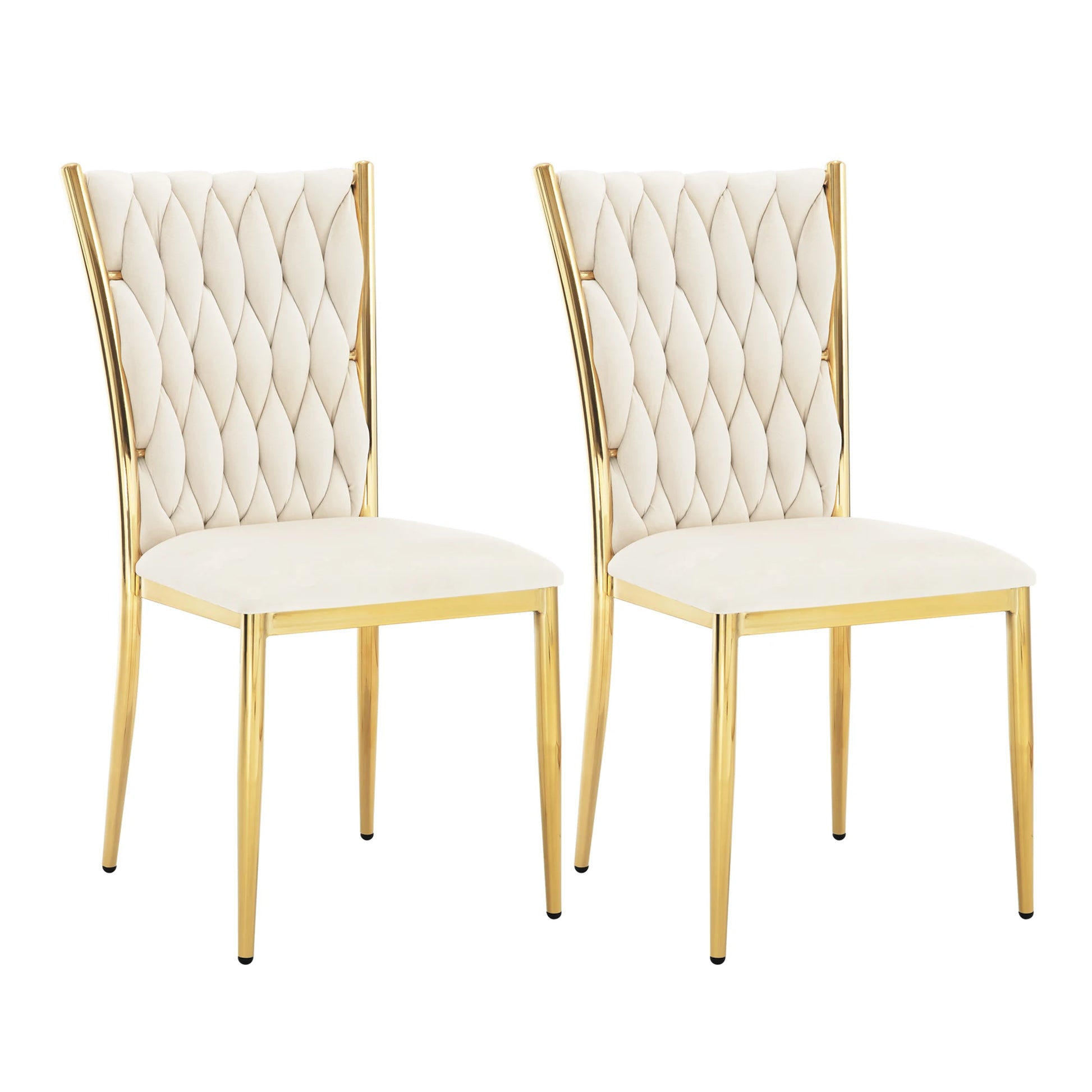 WOLTU 2PCS/SET Velvet Dining Chairs Modern High Backrest Dining Room Chairs Metal Leg Upholstered Chairs for Kitchen Living Room - QUORE