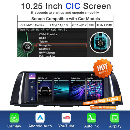 Multimedia Speler – Autonavigatie Systeem – Touchscreen Radio – Carplay Android Auto – F10 CIC Variant – 10,25 Inch Scherm – Draadloze Connectiviteit