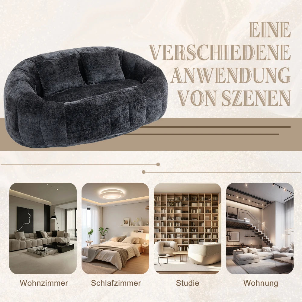 Zitzak – Zitzakstoel – Loungestoel – Zitzakbank – Relaxfauteuil – Hoge Rugleuning – Chenille Stof & Foamvulling - QUORE